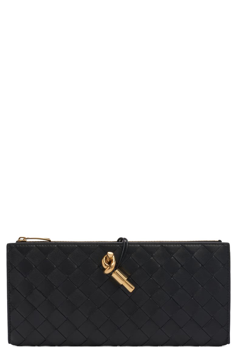 Bottega Veneta Intrecciato Leather Bifold Wallet, Main, color, Black Brass