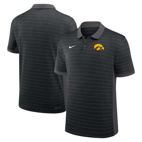 Men's Nike Black Iowa Hawkeyes 2025 Early Season Coaches Sideline Victory Stripe Performance Polo