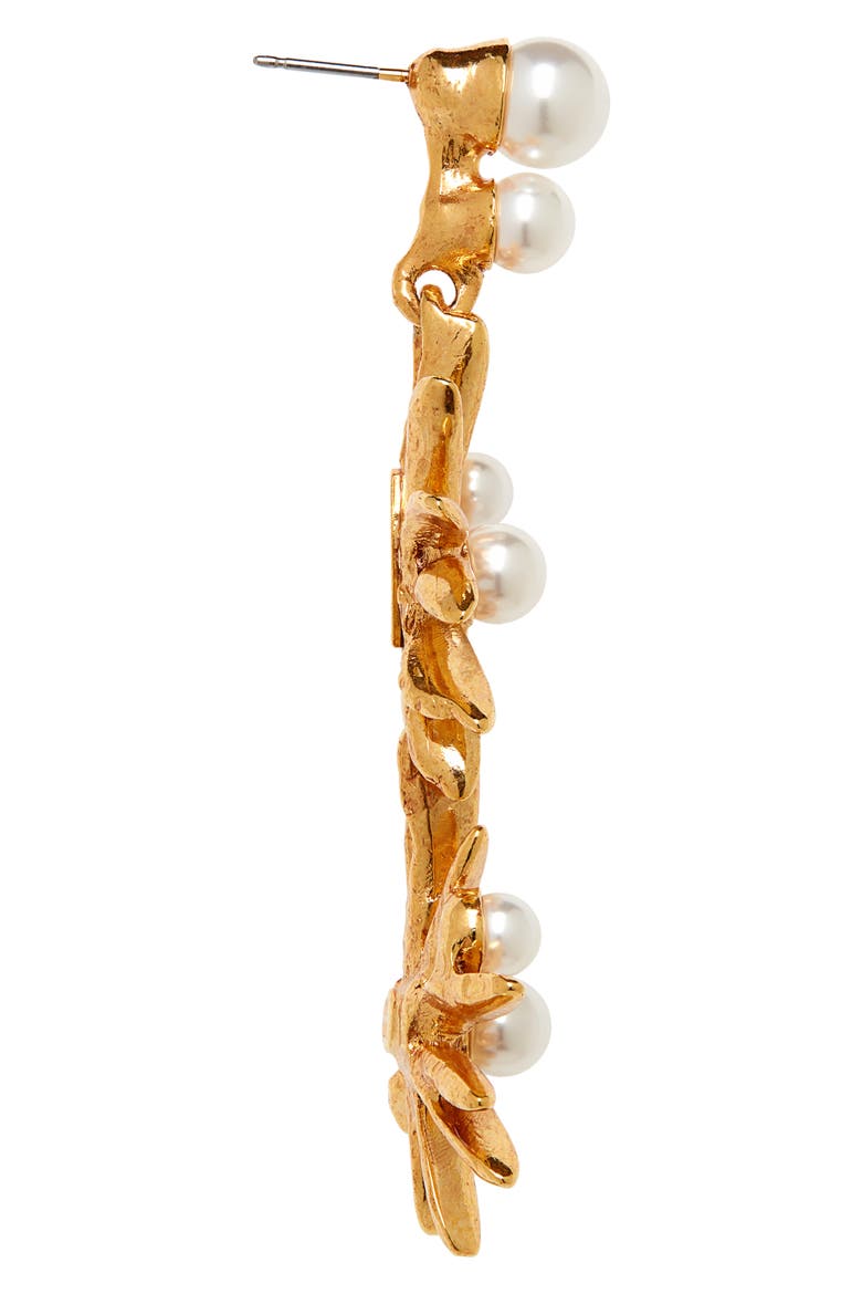Imitation Pearl Starburst Drop Earrings, Alternate, color, GOLD