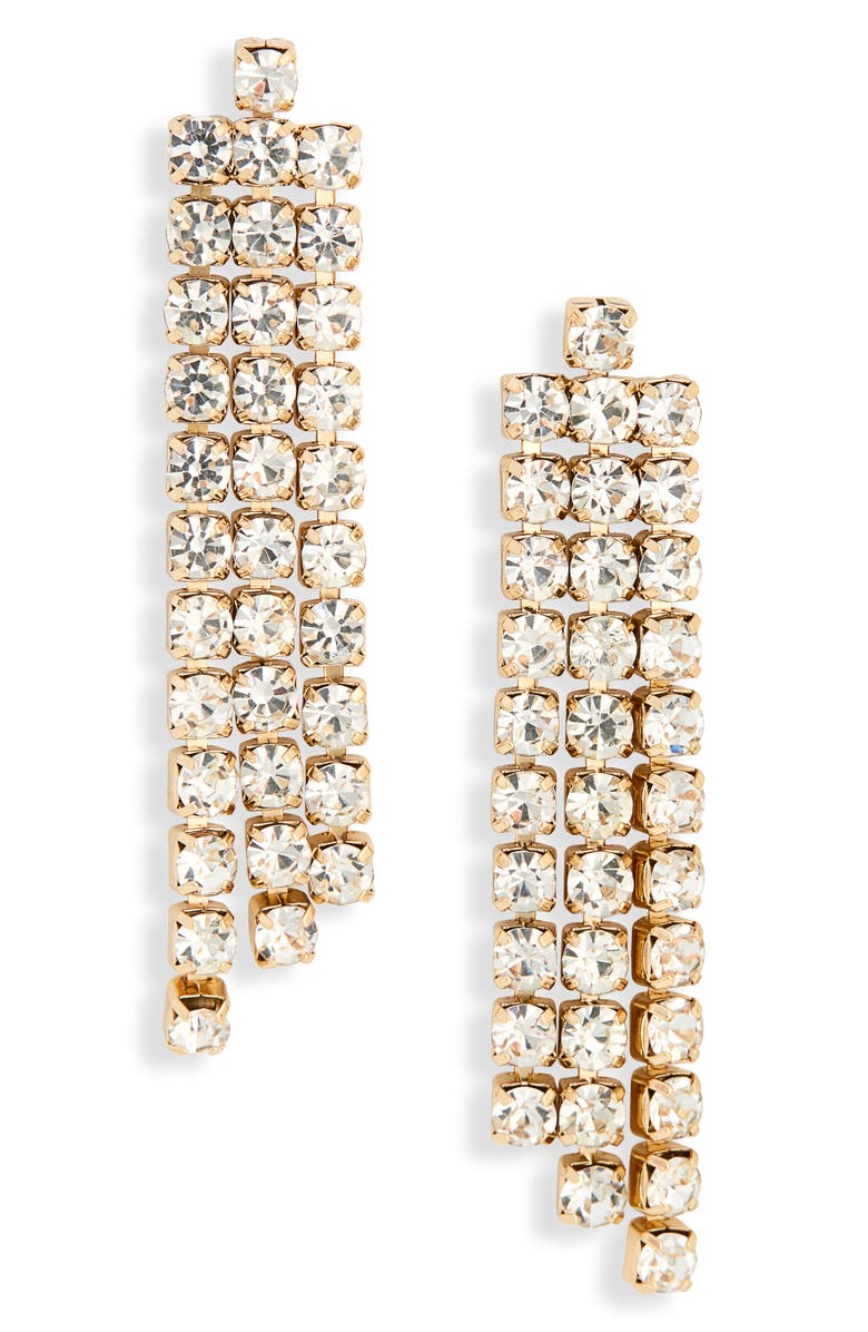 NORDSTROM RACK Fringe Drop Earrings, Main, color, Clear- Gold