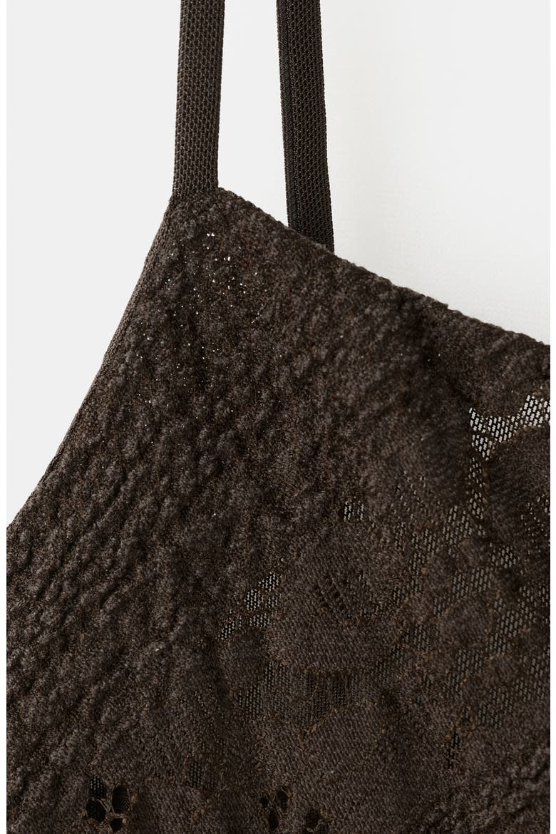 Lace Sleeveless Midi Dress, Alternate, color, BROWN
