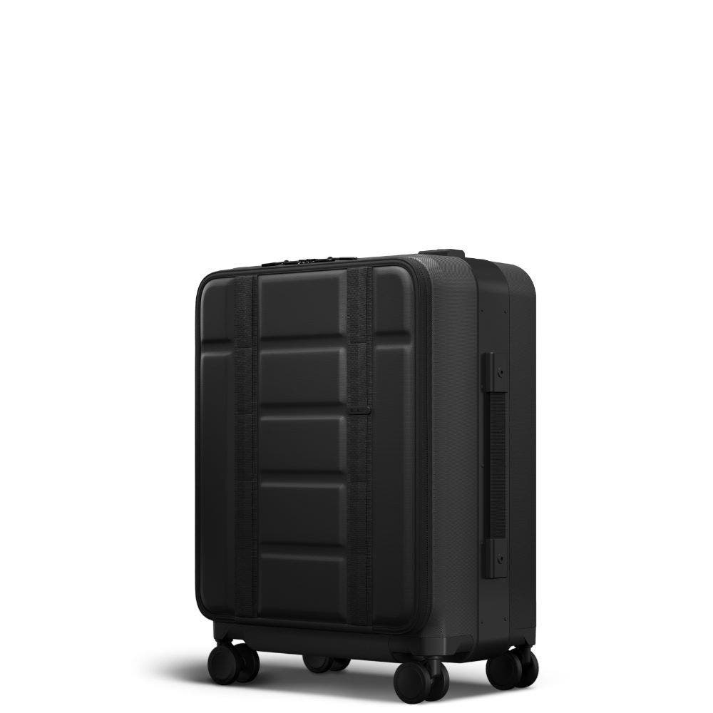 D_b_ Ramverk Pro Hardside 21 Inch Carry On Luggage Spinner with Buckle Closure and Zipper Front Access Pocket, Main, color, Black Out