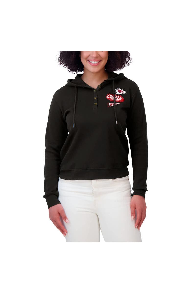 WEAR by Erin Andrews Women's WEAR by Erin Andrews Black Kansas City Chiefs Waffle-Knit Pullover Hoodie, Alternate, color,