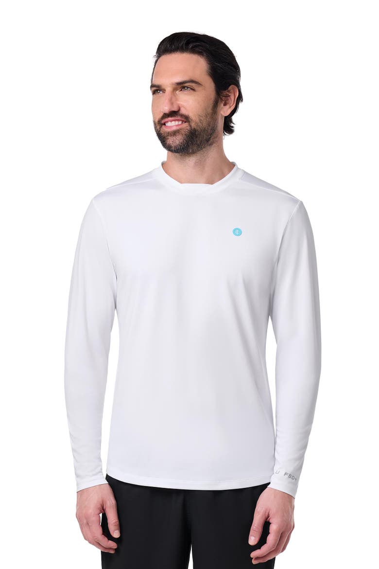 Men's Tiebreaker Long Sleeve Tennis T-Shirt, UPF 50+ Sun Protection, Main, color, White