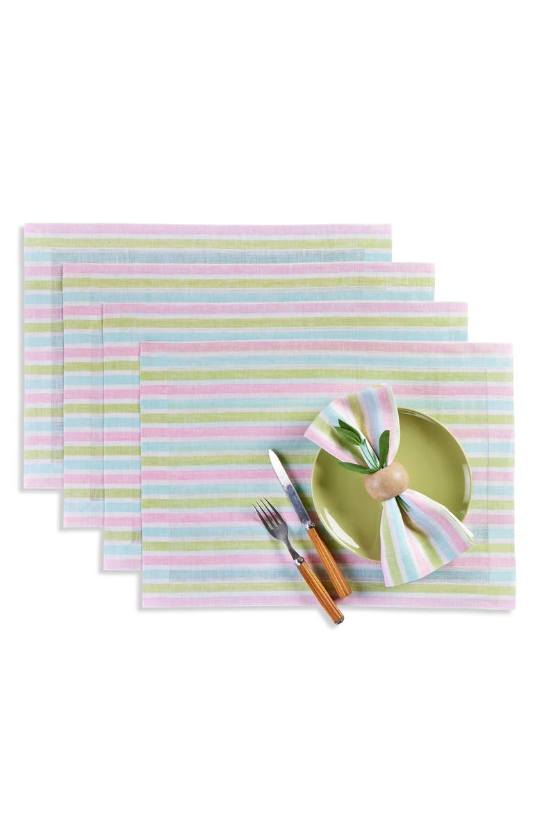 Solino Home Linen Placemats - Palm Beach Stripe, 14" x 19" Inch, Main, color, Palm Beach Stripe