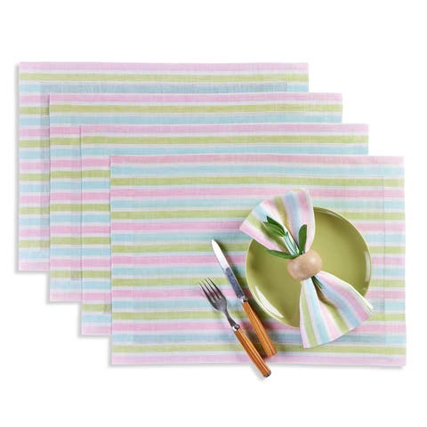 Linen Placemats - Palm Beach Stripe, 14" x 19" Inch