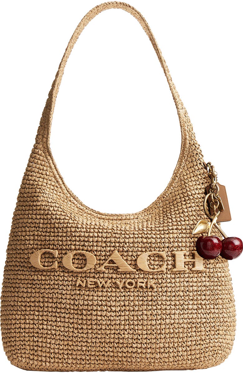 COACH Brooklyn Refined Weave Shoulder Bag, Alternate, color, Natural