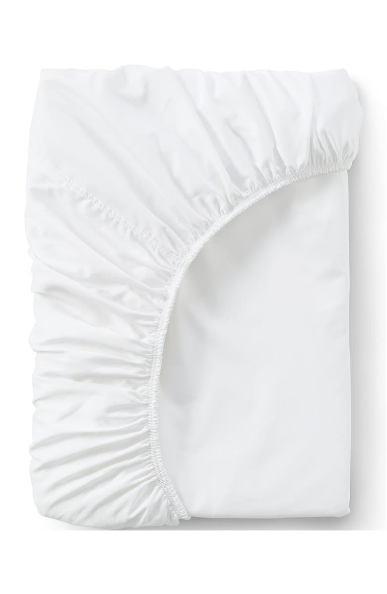 Lands' End 417 Thread Count Premium Supima Cotton No Iron Sateen Fitted Bed Sheet, Main, color, White