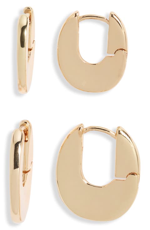 2 Pairs of Polished Huggie Hoop Earrings
