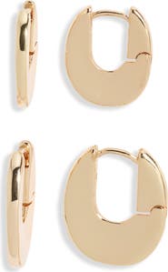 Open Edit 2 Pairs of Polished Huggie Hoop Earrings