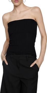 MANGO Strapless Rib Top