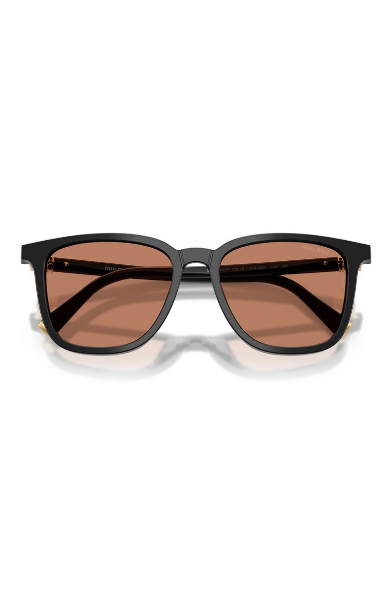 53mm Square Sunglasses, Alternate, color, BLACK / BROWN