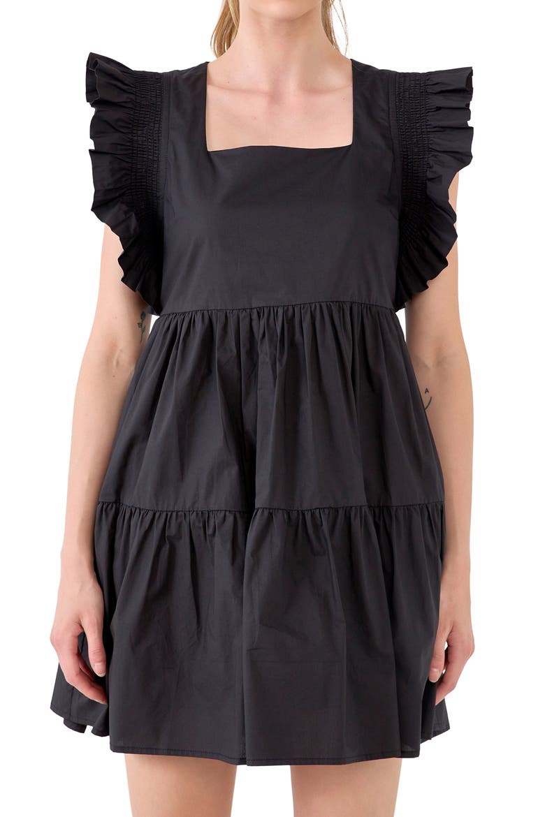 Cotton Minidress, Alternate, color, BLACK