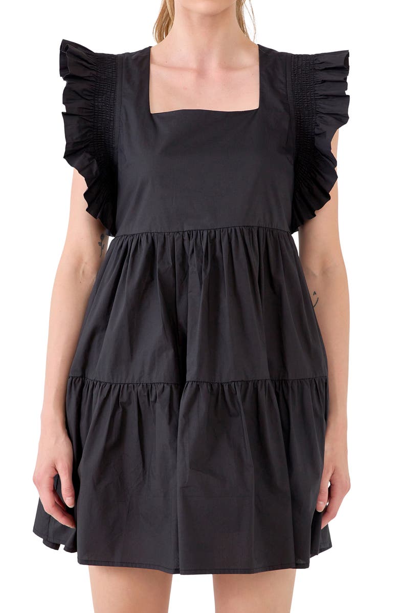 English Factory Cotton Minidress, Alternate, color, Black