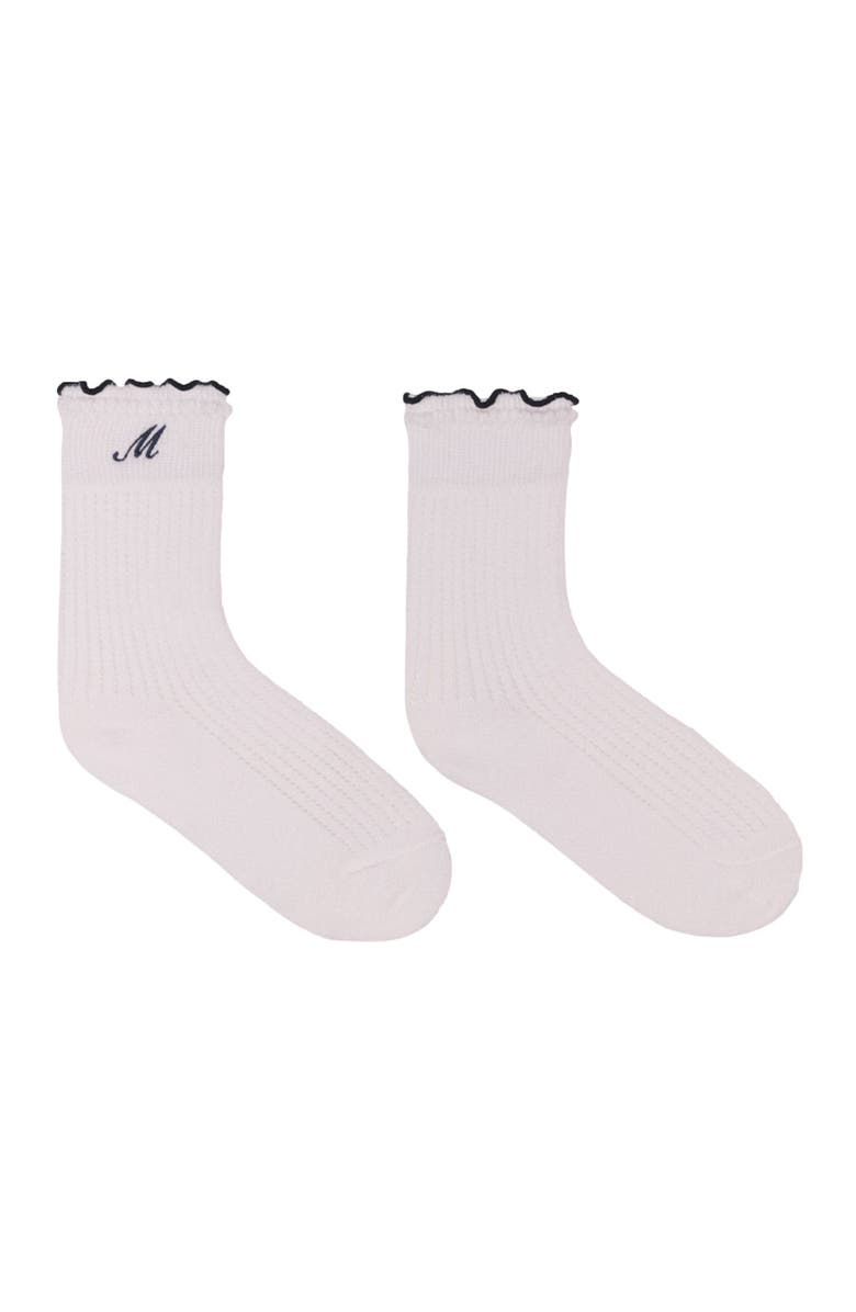 maje Cotton pointelle socks, Main, color, White