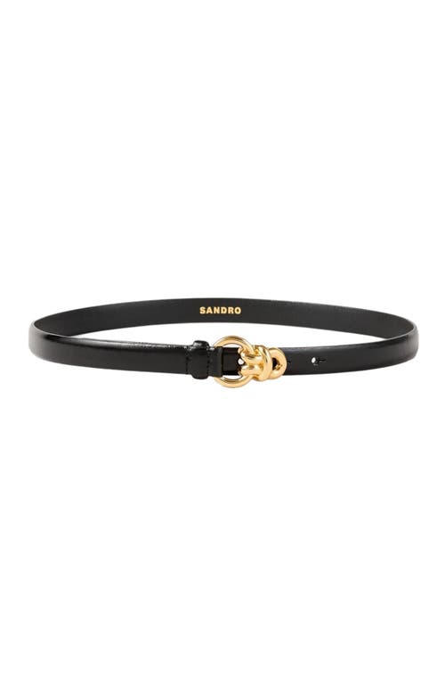 Sandro Slim Leather Belt In Black