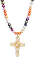 VIDAKUSH Cross Pendant Pearl Necklace