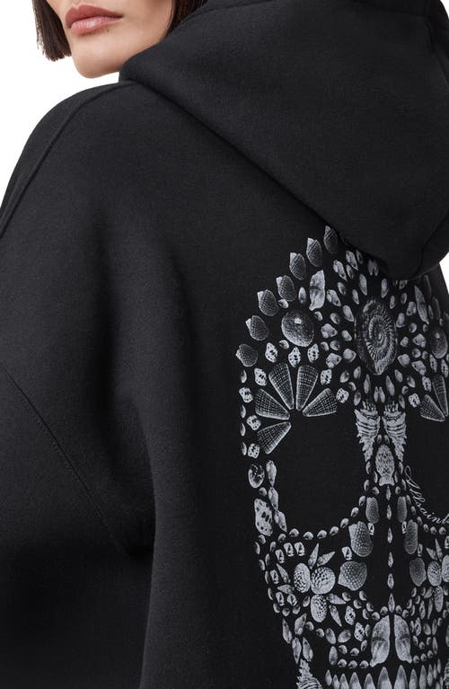 Allsaints Skull Etienne Oversize Cotton Blend Hoodie In Blue
