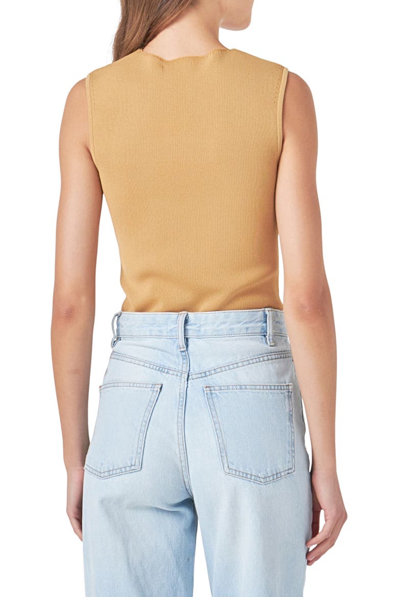 Sculpted Neck Knit Tank, Alternate, color, TAN
