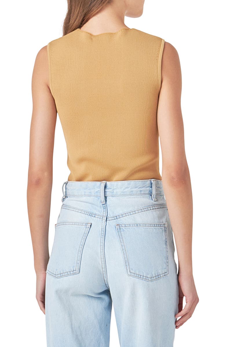 Endless Rose Sculpted Neck Knit Tank, Alternate, color, Tan