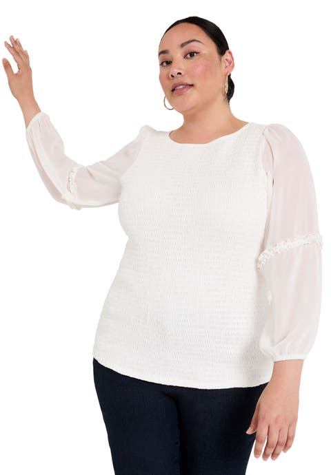 Puff-Sleeve Smocked Blouse (Plus Available)