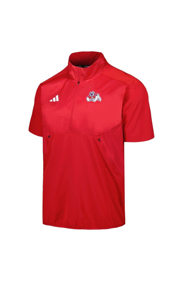 adidas Men's adidas Red Fresno State Bulldogs Sideline AEROREADY Raglan Short Sleeve Quarter-Zip Jacket, Alternate, color, Red