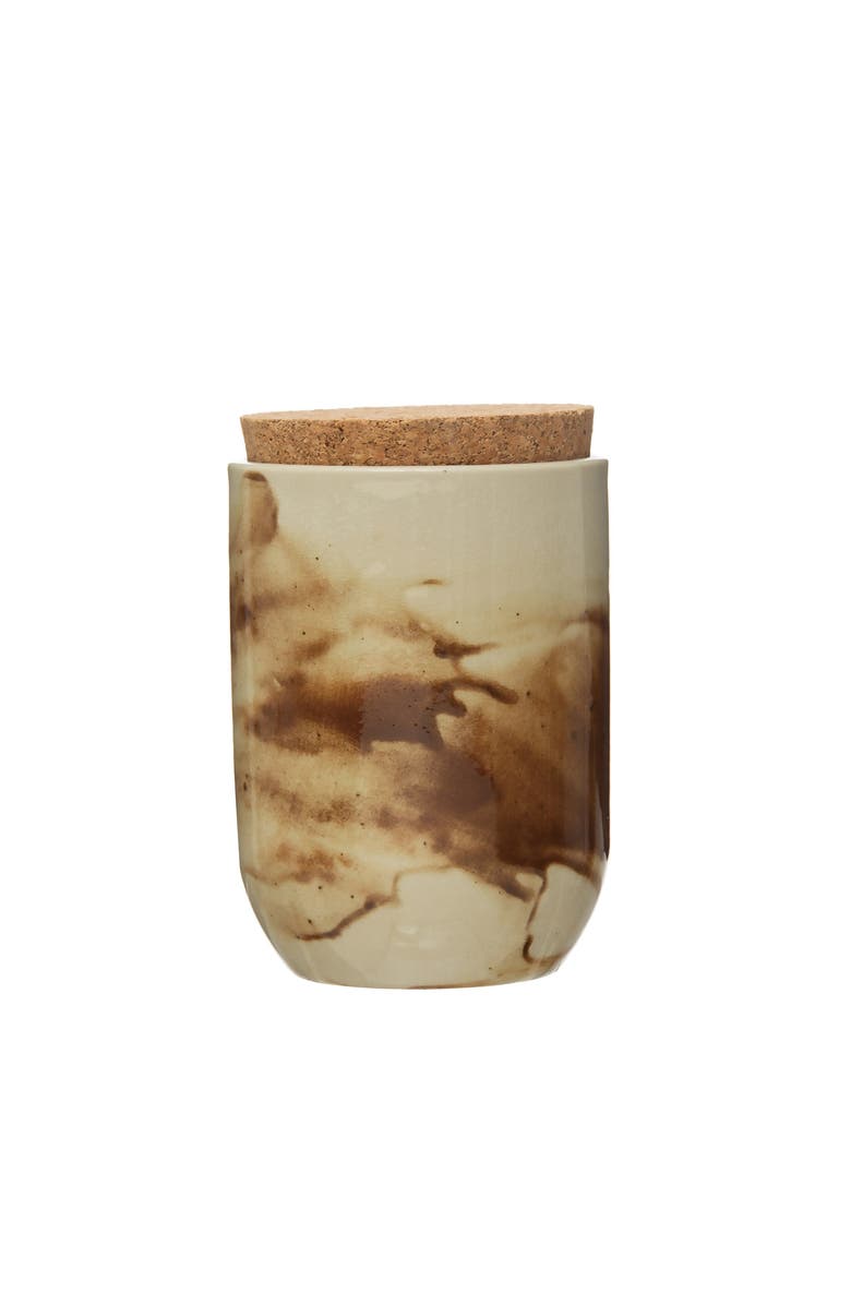 Storied Home Stoneware Jar with Cork Lid, Main, color,
