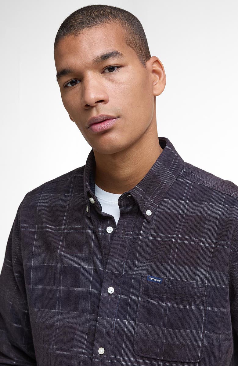 Barbour Blair Tailored Fit Plaid Cotton Corduroy Button-Down Shirt, Alternate, color, Midnight Oak Tartan