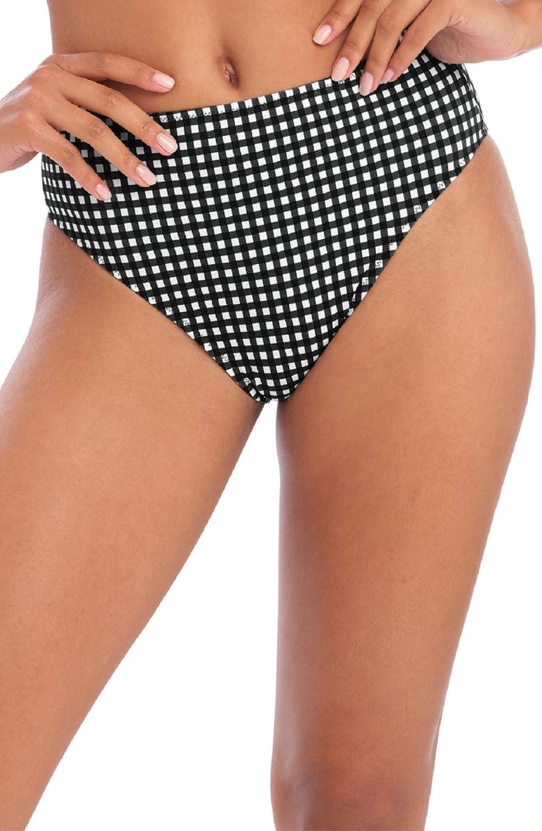 Freya Check In High Waist Bikini Bottoms, Main, color,