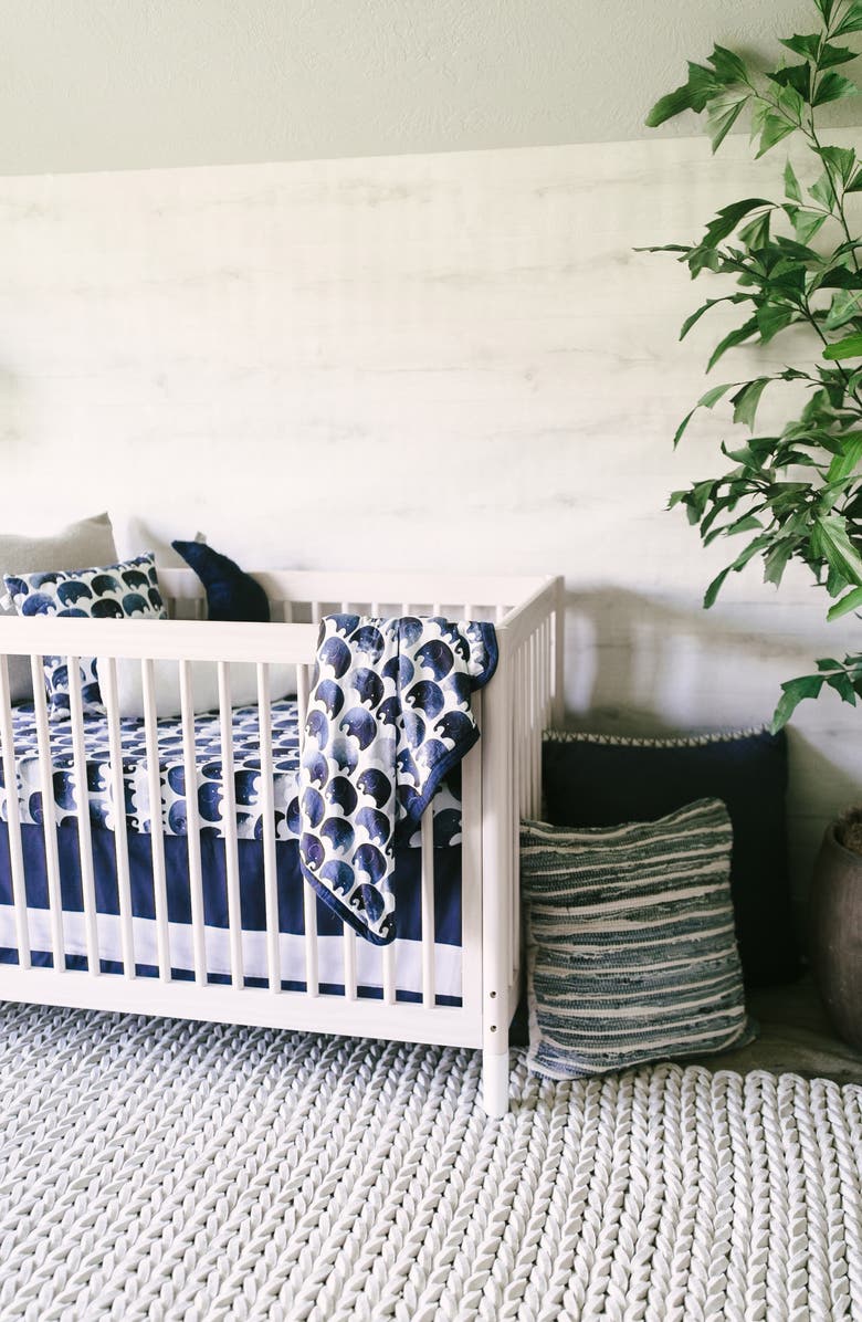 Oilo 2-Pack Fitted Elephant Print Jersey Crib Sheets, Alternate, color, Indigo