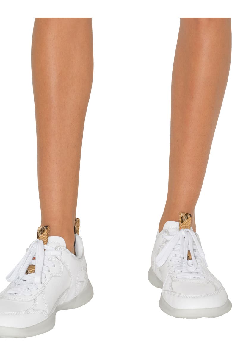 Burberry Leather Matrix Sneakers, Alternate, color, Optic White