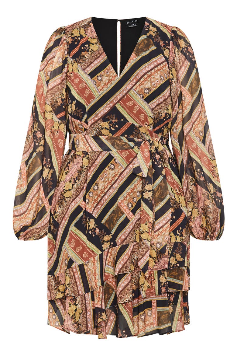 Harlow Patchwork Floral Tie Waist Minidress, Alternate, color, PRINT