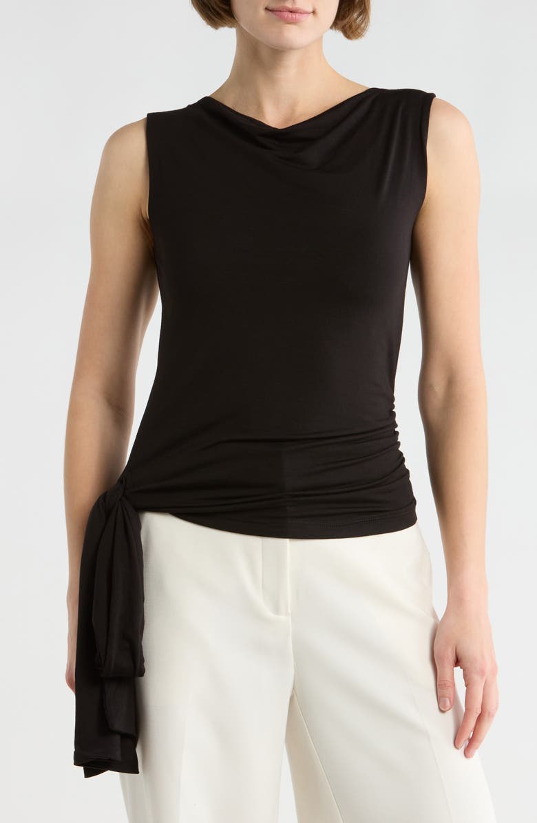 Renee C Side Tie Stretch Modal Top, Main, color, Black