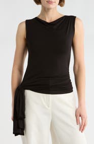Renee C Side Tie Stretch Modal Top