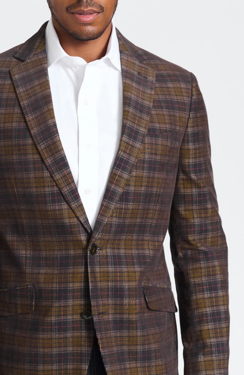 SAVILE ROW CO Navy & Brown Glen Plaid Corduroy Blazer, Alternate, color, Navy
