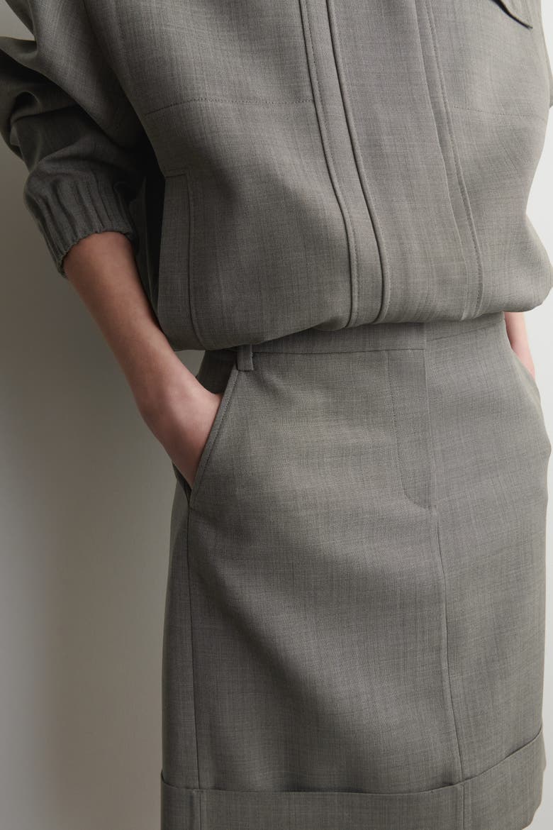Turn-up Wool-blend Pencil Skirt, Alternate, color, TAUPE MELANGE