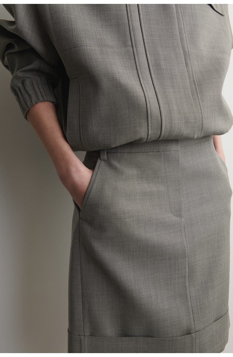 COS Turn-up Wool-blend Pencil Skirt, Alternate, color, Taupe Melange