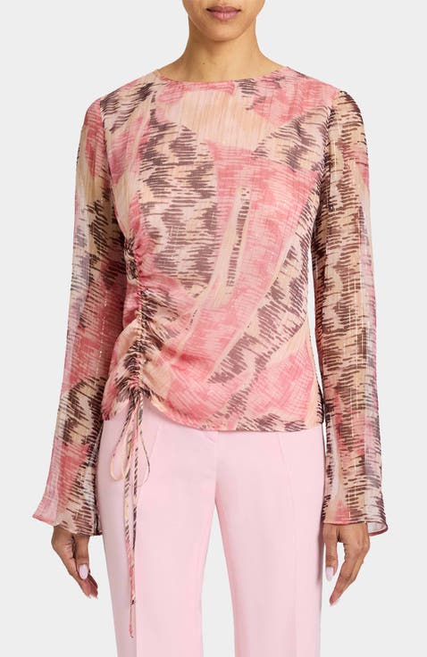 FABI Long Sleeve Top in Printed Silk Chiffon