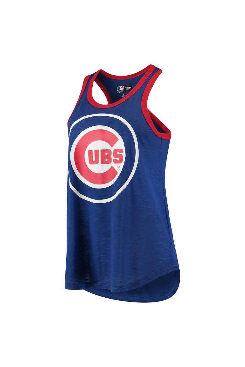 Women's G-III 4Her by Carl Banks Royal Chicago Cubs Team Logo Tater Racerback Tank Top, Alternate, color, Royal