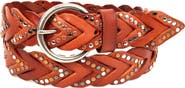 OLD TREND Barracuda Genuine Leather Woven Distressed Studded Belt