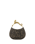Lanvin Hobo Cat Small Raffia Bag With A Leopard Print And Cat Handle