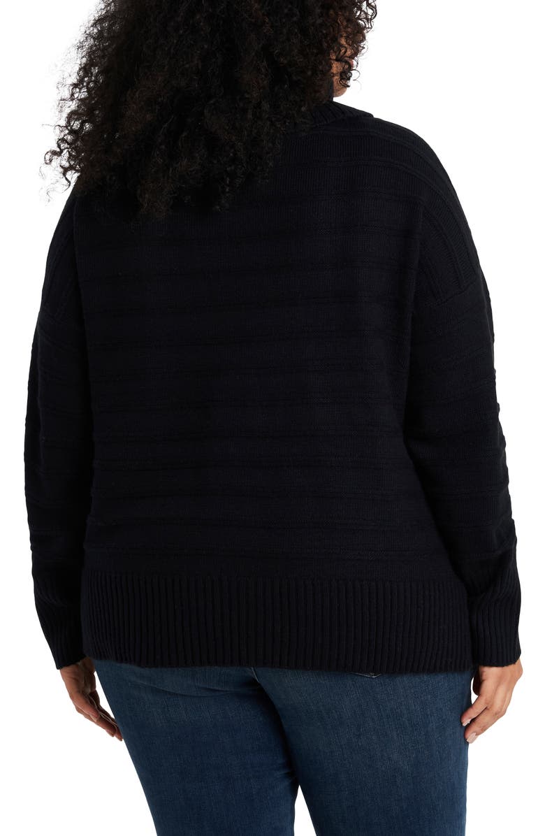 Vince Camuto Textured Stripe Cowl Neck Cotton Blend Sweater, Alternate, color, 