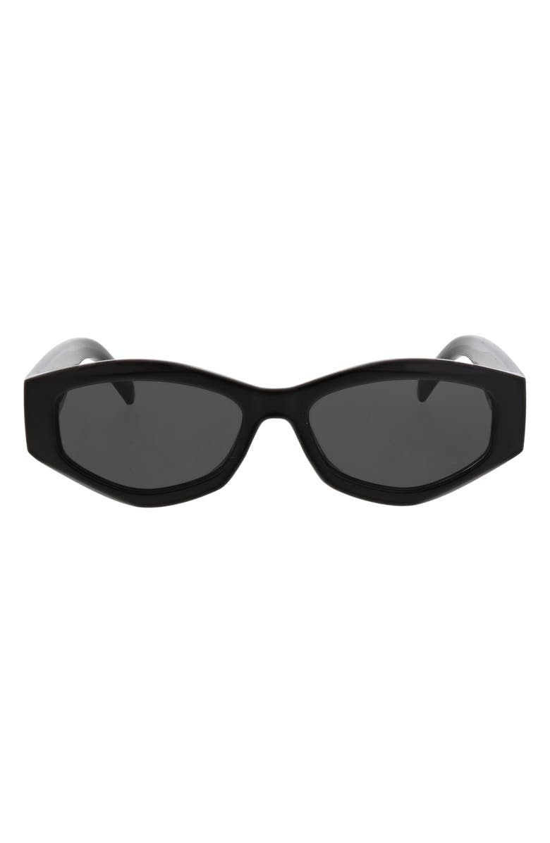 BCBG 53mm Slim Geometric Oval Sunglasses, Main, color, Black