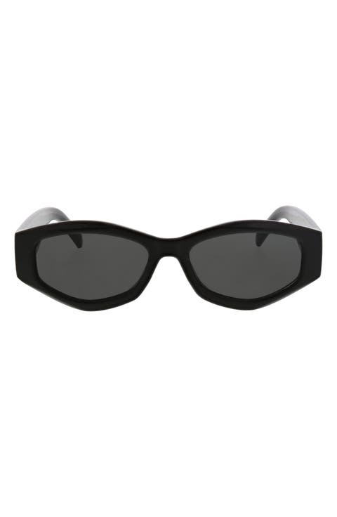 53mm Slim Geometric Oval Sunglasses