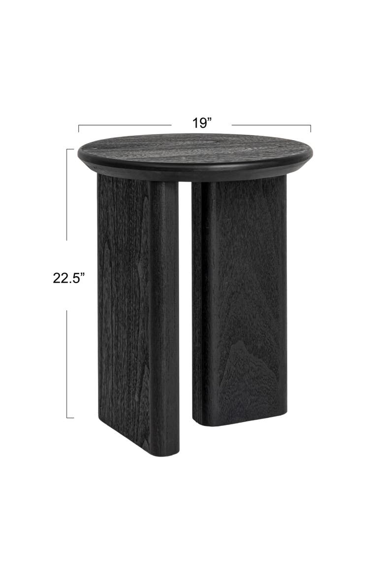 Asymmetrical Firwood Round End Table, Black, Alternate, color, Black