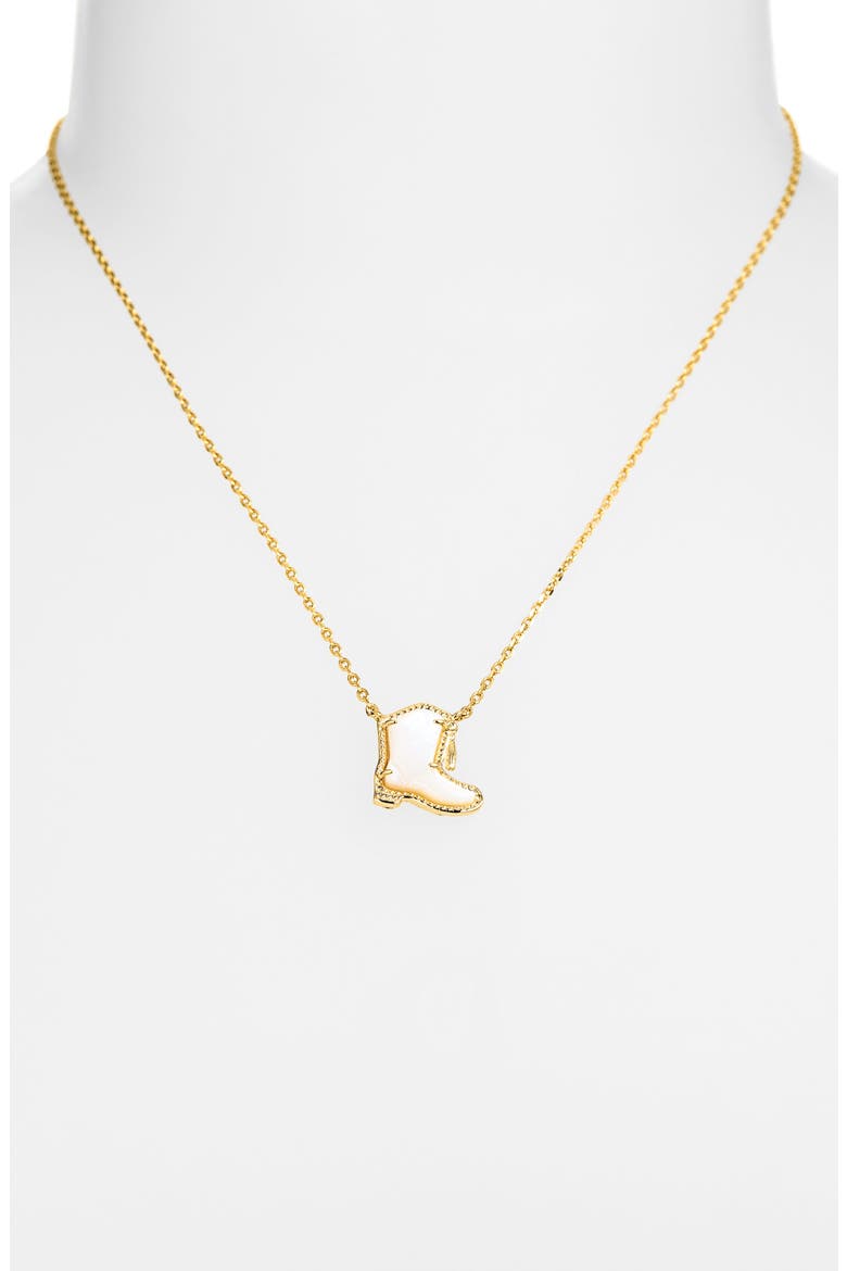 Drill Team Boot Pendant Necklace, Alternate, color, GOLD IVORY MOTHER OF PEARL