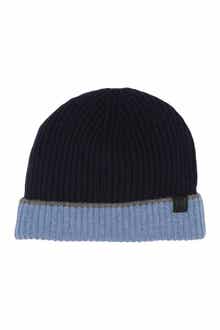 Bruno Magli Cashmere Colorblock Ribbed Knit Beanie