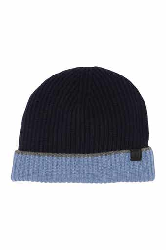 Bruno Magli Cashmere Colorblock Ribbed Knit Beanie