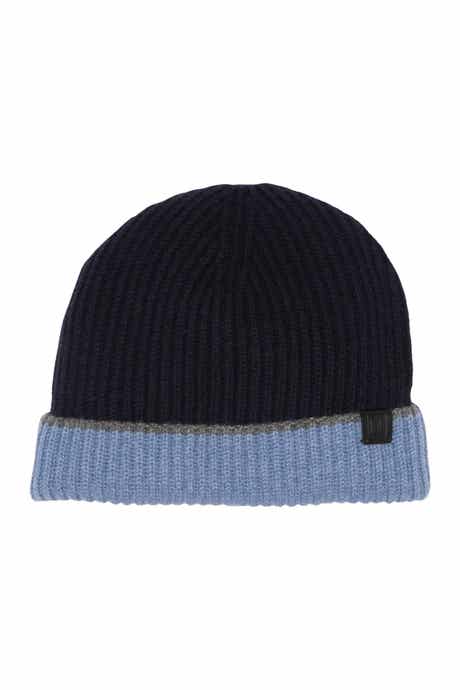 Bruno Magli Cashmere Colorblock Ribbed Knit Beanie