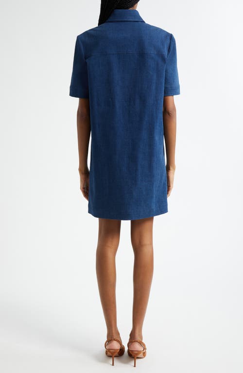 Veronica Beard Koulis Short Sleeve Denim Shirtdress In Blue